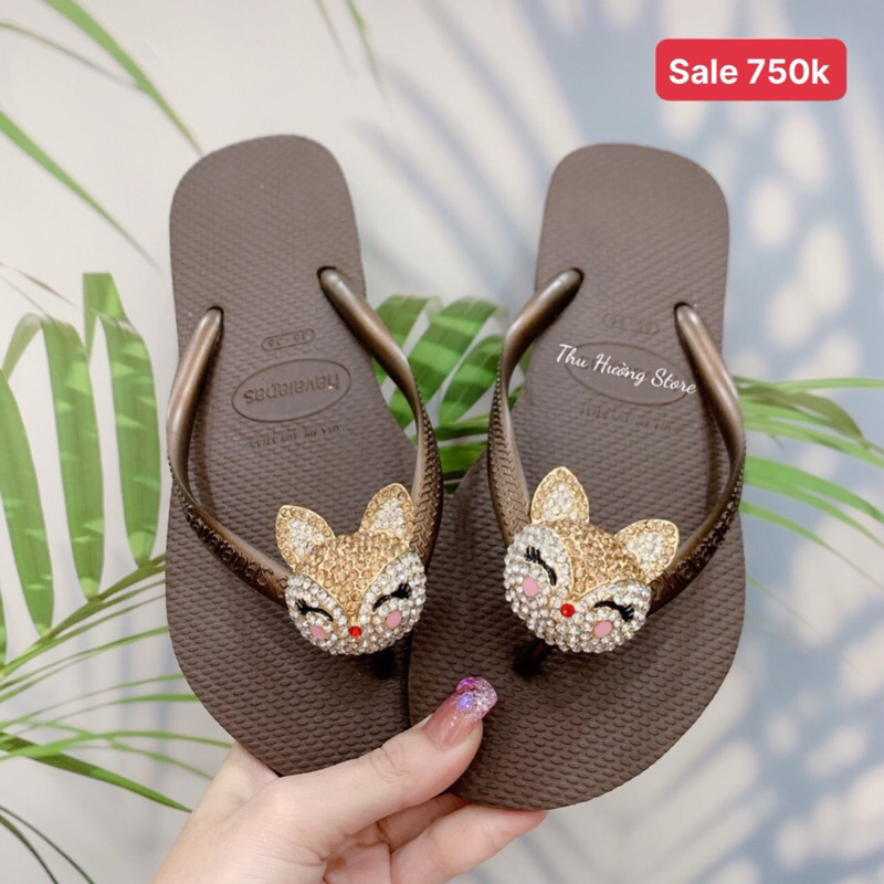 Thu Hường Store - Dép Nữ Slim Mix Charm Cáo Gold