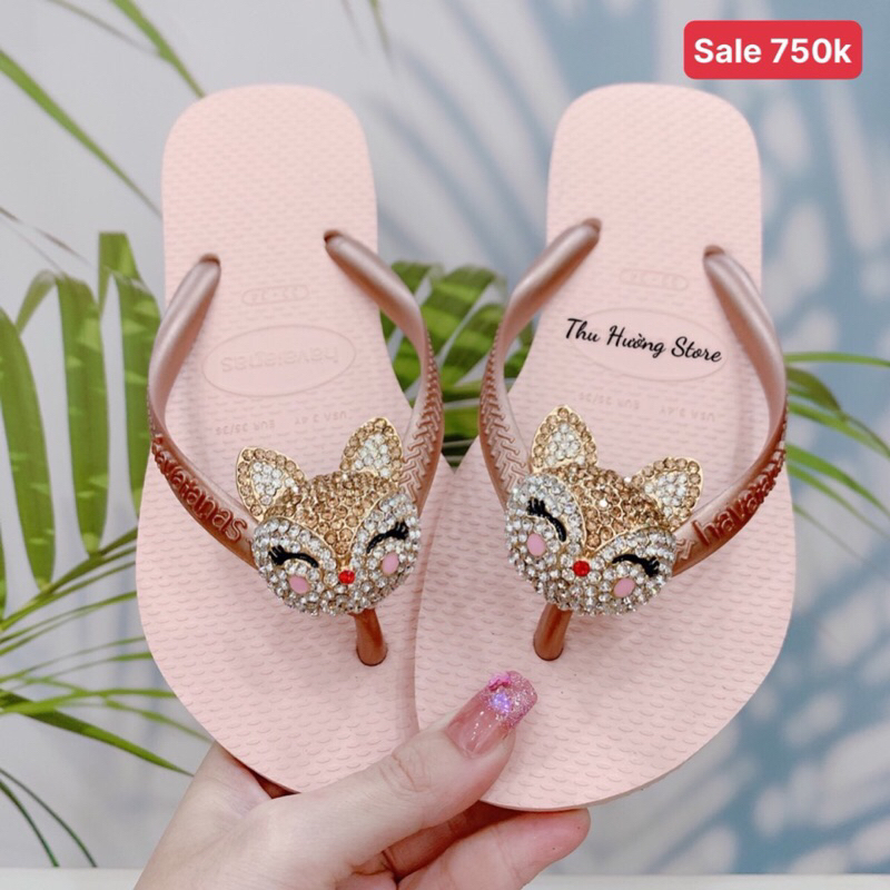 Thu Hường Store - Dép Nữ Slim Mix Charm Cáo Gold