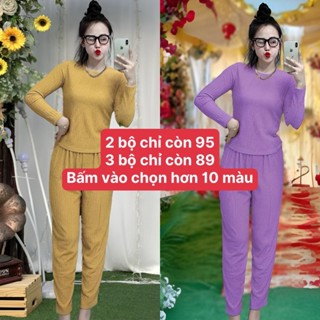 (40-80kg) Bộ ủ kem, bộ thu đông, bộ ở cử, bộ chống nắng thun xốp nhật form quần baggy- áo tay dài