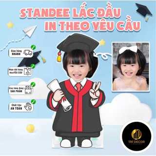 Mô hình standee lắc đầu ghép mặt học sinh tốt nghiệp chụp kỷ yếu in theo yêu cầu, mô hình chạy pin theo yêu cầu Ladagift