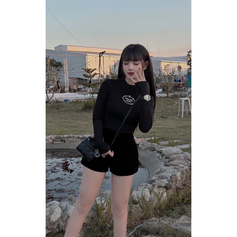 Áo thun dài tay cao cổ chữ thêu dáng basic dễ mặc _Bigsize 60kg-90kg