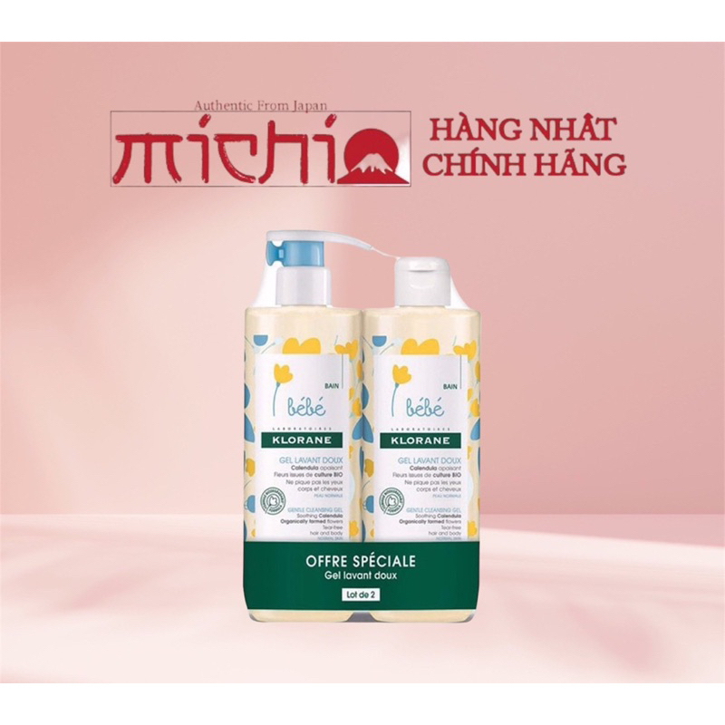 Sữa tắm gội KLORANE BEBE 2 in 1 chiết xuất hoa cúc - Hàng Pháp