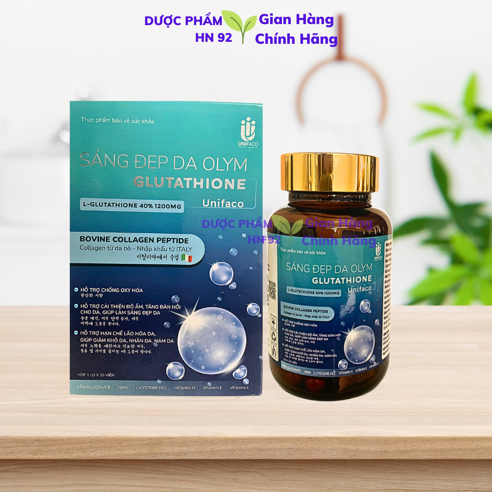 Viên Uống Trắng Da Glutathione 1200Mg Unifaco, Giúp đẹp da toàn thân, mờ thâm nám, giảm khô da Duocphamhn92