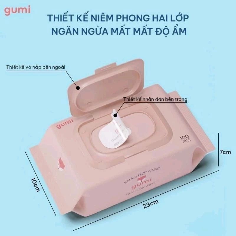Khăn ướt Gumi không mùi 100 tờ