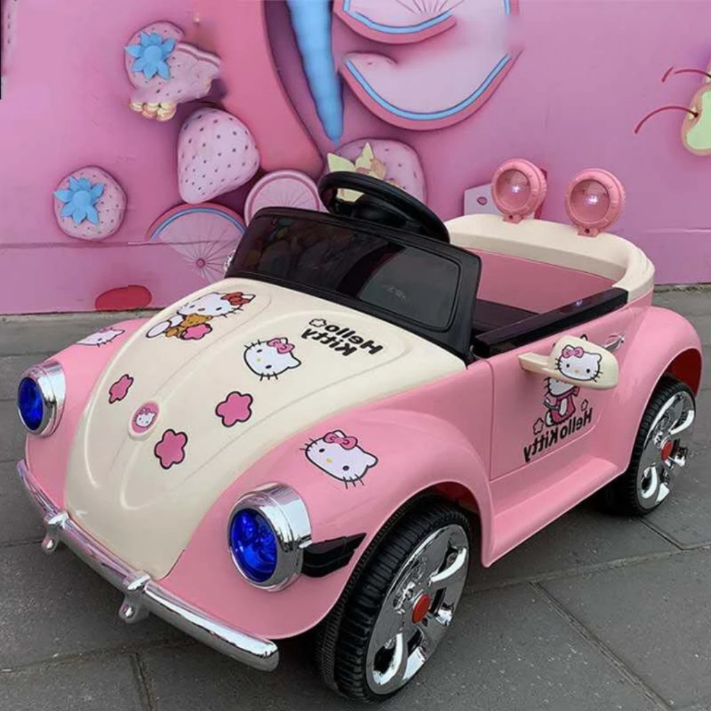 Xe ô tô điện trẻ em Hello Kitty có điều khiển từ xa ,ô tô điện cho bé gái từ 1 đến 4 tuổi KAUU