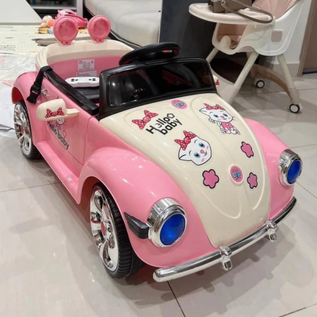 Xe ô tô điện trẻ em Hello Kitty có điều khiển từ xa ,ô tô điện cho bé gái từ 1 đến 4 tuổi AS