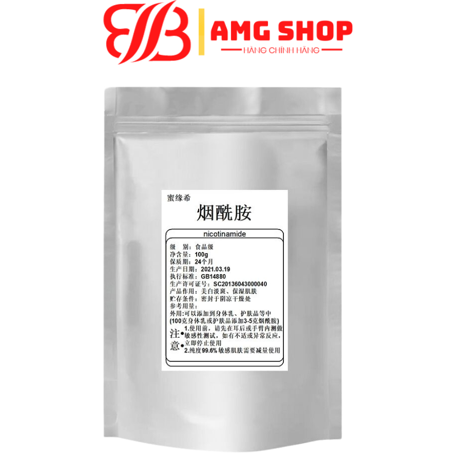 Bột Niacinamide và Vitamin C, dưỡng da, làm sáng da túi 100g