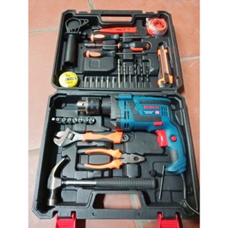 BỘ Máy khoan điện Bosch 13ly GSB 16RE ruột đồng 100 % khoan tường, sắt, gỗ, bắt vít, bắn tôn