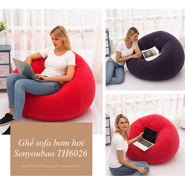 Ghế sofa bơm hơi Senyoubao TH6026 làm bằng chất liệu PVC phủ nhung mềm mại,độ bền cao,không phai màu | BigBuy360 - bigbuy360.vn