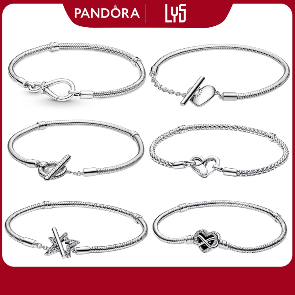 Vòng Tay bạc S925O Heart Clasp Snake Closure Snake Chain Bracelet Fullbox - Bạc S925