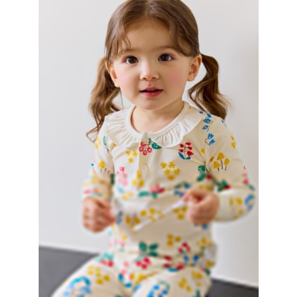 Sẵn_Bộ dài tay bé gái thun cotton hoa nhí mềm mỏng Cordi-i Hàn Quốc