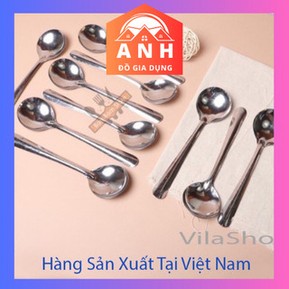 Thìa inox, muỗng inox miệng tròn cán dài trơn 17 cm