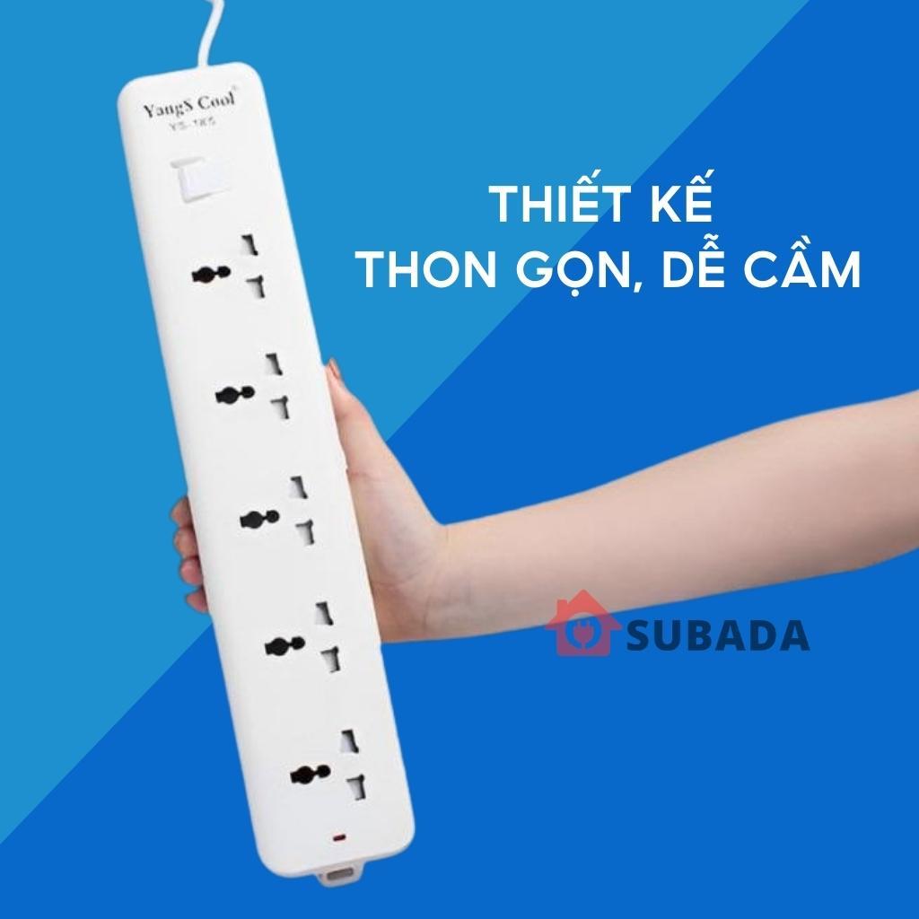 Ổ cắm điện chống giật chống cháy Subada lõi đồng chịu tải 2500w dây 3m chân cắm 2 chấu tròn cao cấp OD30
