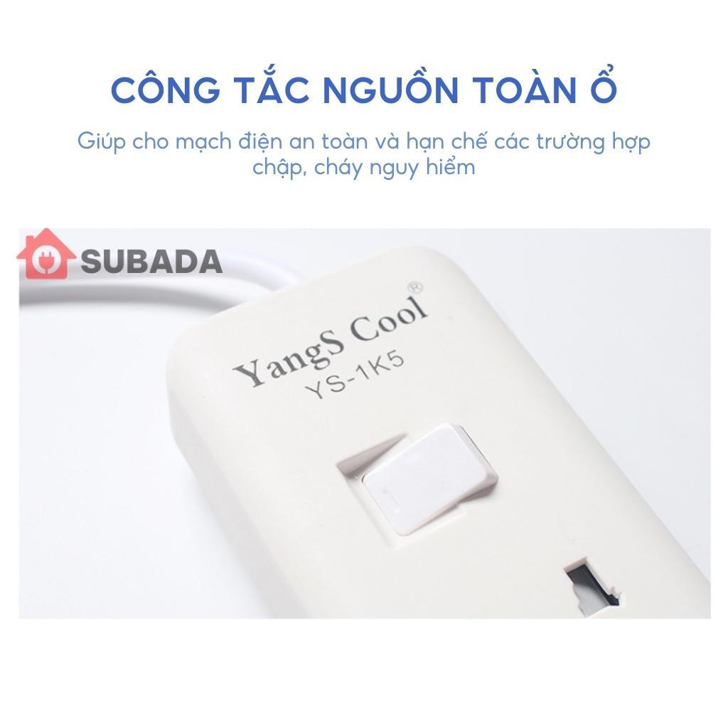 Ổ cắm điện chống giật chống cháy Subada lõi đồng chịu tải 2500w dây 3m chân cắm 2 chấu tròn cao cấp OD30