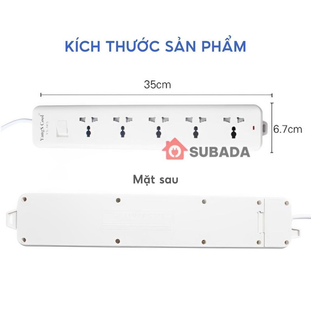 Ổ cắm điện chống giật chống cháy Subada lõi đồng chịu tải 2500w dây 3m chân cắm 2 chấu tròn cao cấp OD30
