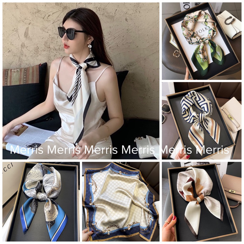 70x70cm Khăn lụa vuông size nhỏ cho nữ sang chảnh lịch sự, quà tặng phụ kiện