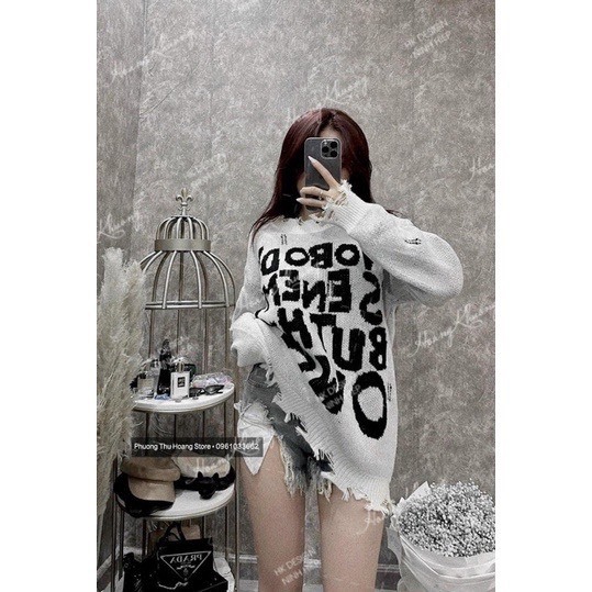 Áo Len Nữ, Áo Len Rách Tua Rua In Chữ NOBODY 3 Màu Siêu Xinh  Chất Siêu Dày Dặn Siêu Hot