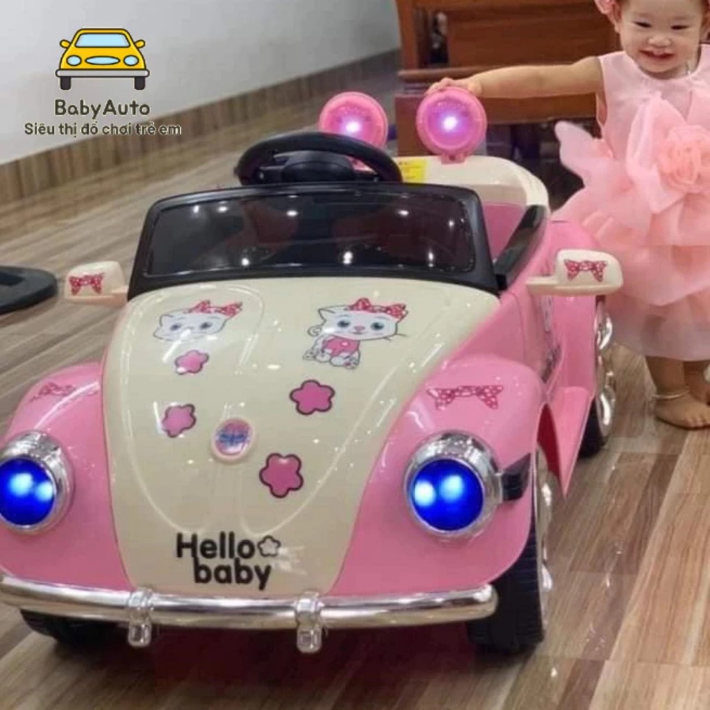 Xe ô tô điện trẻ em Hello Kitty có điều khiển từ xa ,ô tô điện cho bé gái từ 1 đến 4 tuổi AC