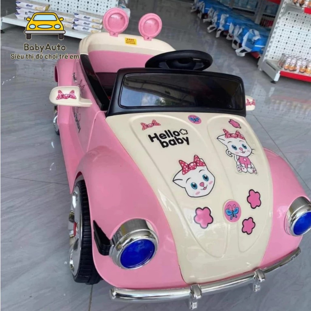 Xe ô tô điện trẻ em Hello Kitty có điều khiển từ xa ,ô tô điện cho bé gái từ 1 đến 4 tuổi AC