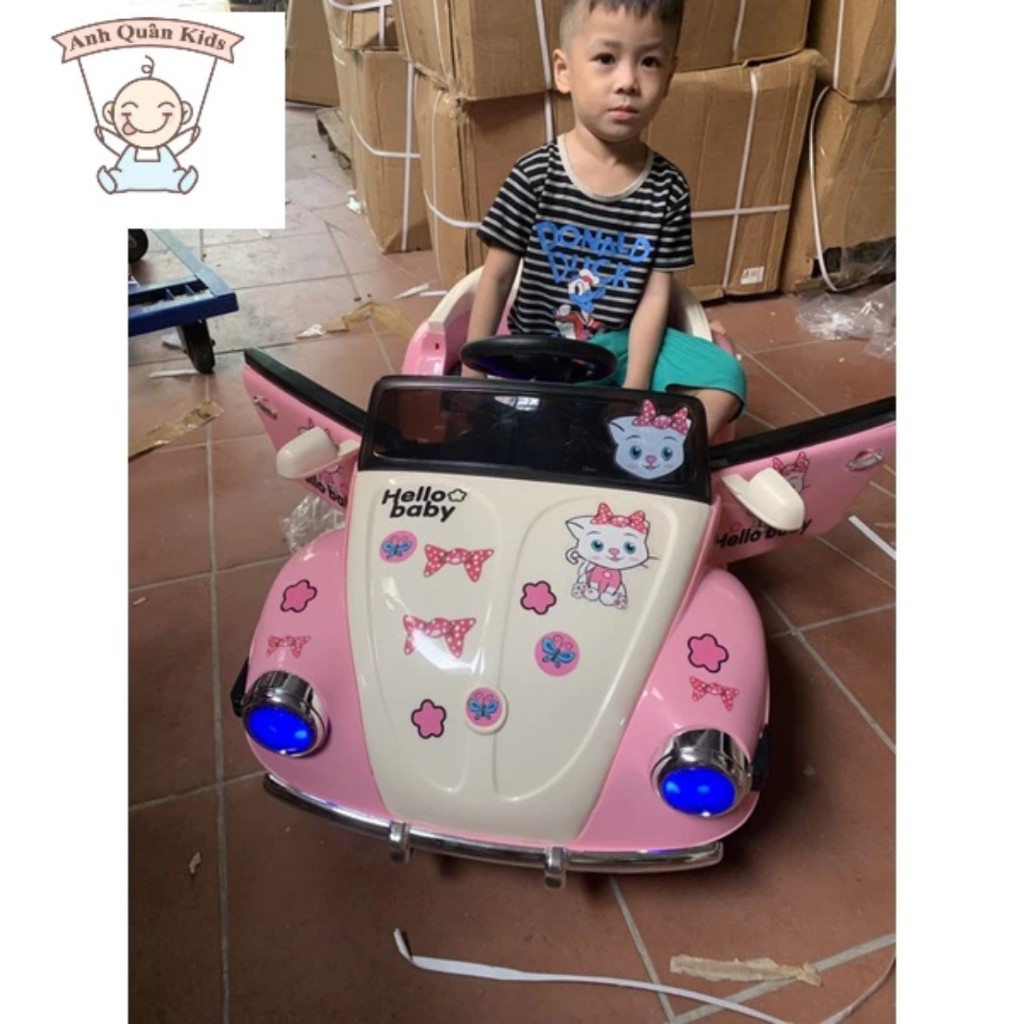 Xe ô tô điện trẻ em Hello Kitty có điều khiển từ xa ,ô tô điện cho bé gái từ 1 đến 4 tuổi AC