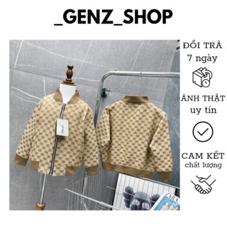 Áo Khoác Bomber Bé Trai Chất Vải Bò Hàng Cao Cấp Áo LV Họa Tiết Dập