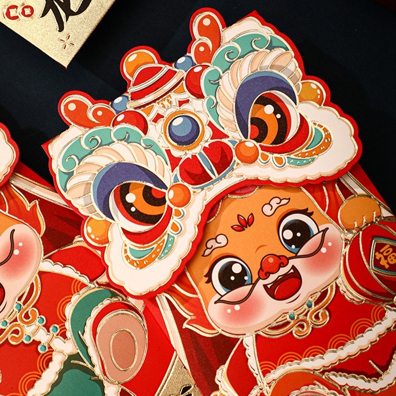 MVP3826 Bộ 4 Bao Lì Xì Đỏ May Mắn In Họa Tiết Hoạt Hình Năm Mới 2024