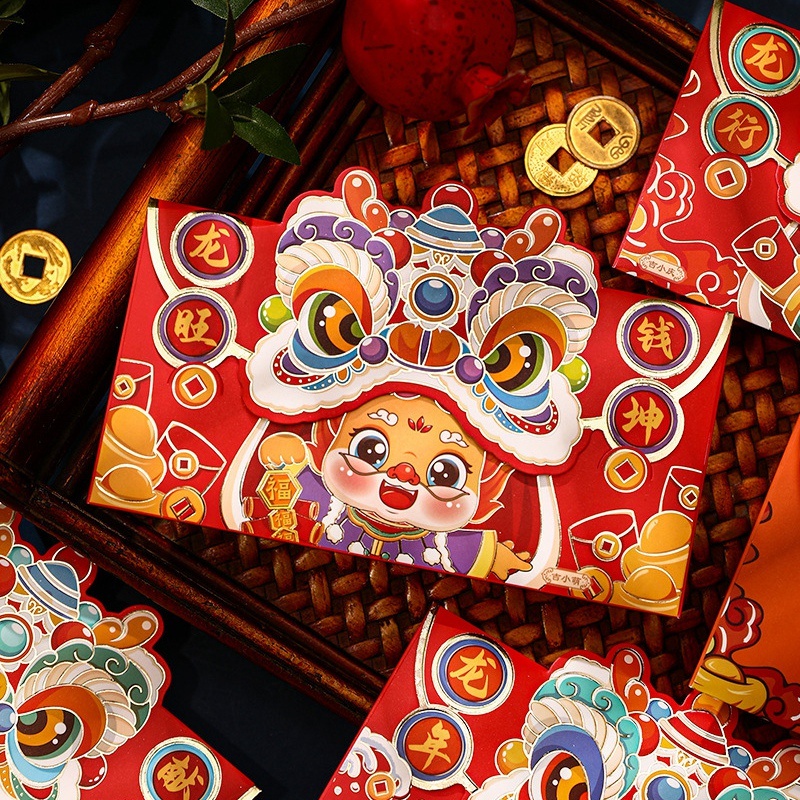 MVP3826 Bộ 4 Bao Lì Xì Đỏ May Mắn In Họa Tiết Hoạt Hình Năm Mới 2024