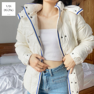 Áo phao lông vũ Unisex Nam nữ Chính hãng Môn/clerr dày nhẹ nhiều màu có mũ tháo rời thời trang thu đ