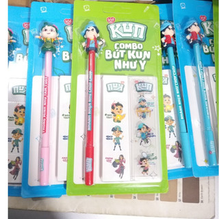 Bút mực nước màu tím Kun kèm sticker,hình dán