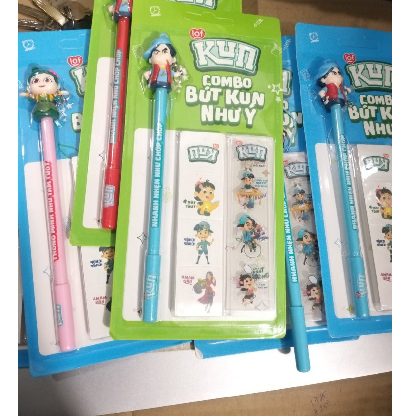 Bút mực nước màu tím Kun kèm sticker,hình dán
