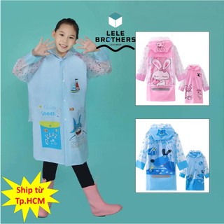 (HCM) Áo Mưa Họa Tiết Hoạt Hình Dễ Thương Có Cánh Bơm Hơi Dành cho bé trai bé gái từ 6-15 tuổi
