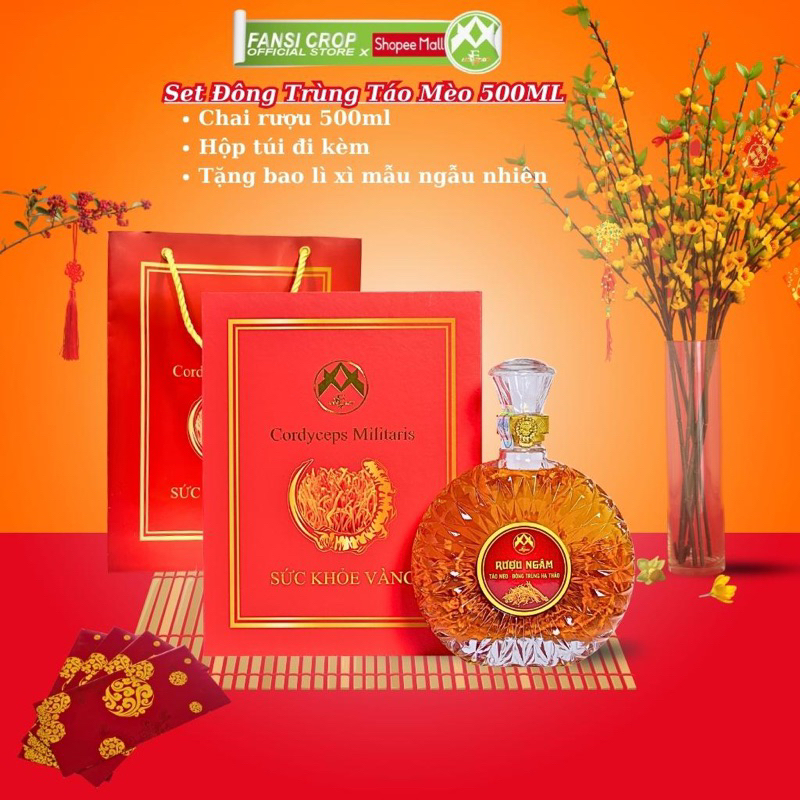 Đông Trùng Hạ Thảo Fansi Táo mèo Yên Bái - Chai 500ml