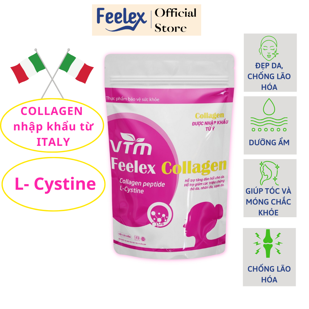 Viên uống VTM Feelex Collagen giúp làm đẹp da, chống lão hóa gói 120 viên (20 ngày)