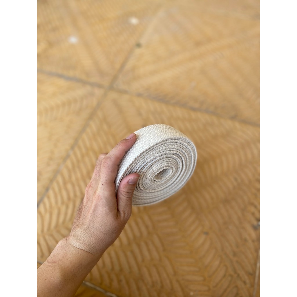 Dây đai cotton màu mộc bản 3.7cm làm quai đeo túi xách balo 20M 10M 5M | Shark Brand Shark Sport