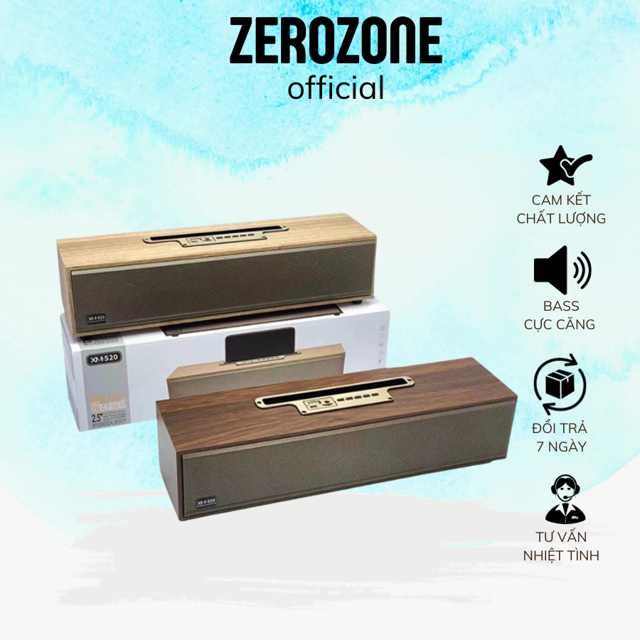 Loa bluetooth XM 520 Siêu Bass , Loa Bluetooth Để Bàn Vỏ Gỗ 20W Thiết Kế Sang Trọng Âm Thanh Trầm Ấm - Loa 2.5 Inch