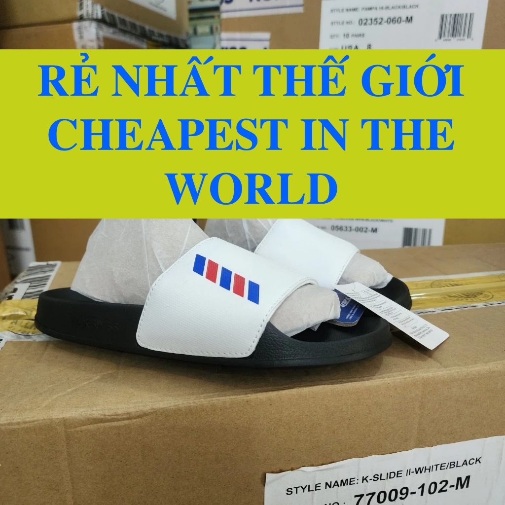 Dép Kswiss quai ngang nam nữ màu trắng đế đen