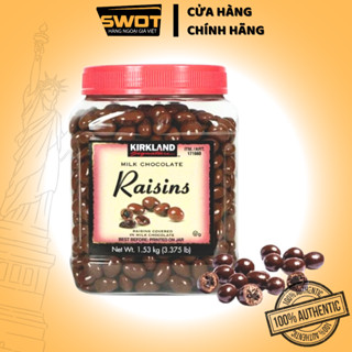 Socola Sữa nhân Nho Raisins Kirkland Mỹ 1.5kg, Chocolate sữa cùng nhân nho khô chua ngọt, thơm ngon