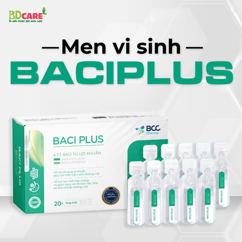 Baci Plus - 20 Ống - Bổ Sung Lợi Khuẩn Tăng Cường Sức Khỏe Hệ Tiêu Hóa BDcare