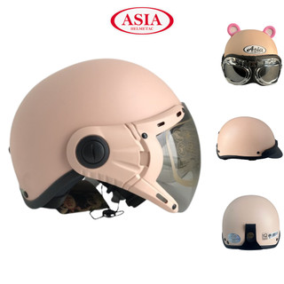 Mũ bảo hiểm nửa đầu cao cấp Asia MT105 Sữa nhám - Vòng đầu 57-59cm - Bảo hành 12 tháng
