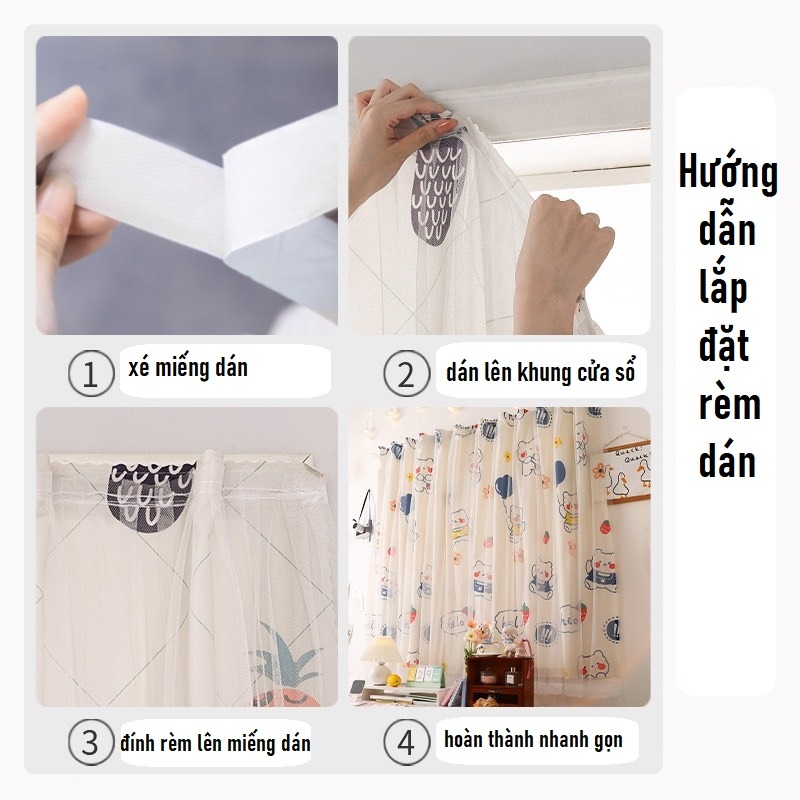Rèm cửa dán tường không cần khoan đục nhiều họa tiết PM DECOR, rèm cản nắng, gió, tia UV