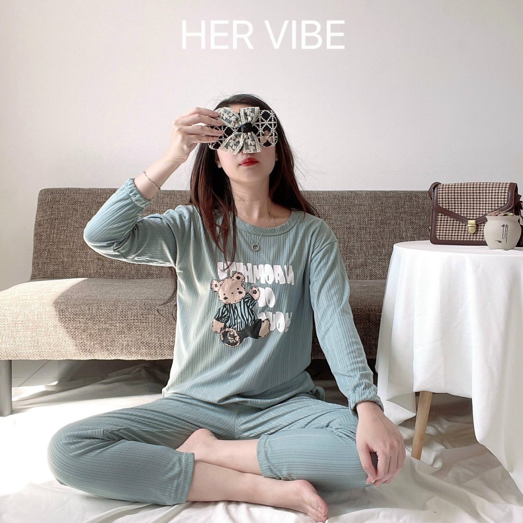 Đồ bộ Bigsize pijama nữ mặc nhà cỡ đại chất cotton mềm mát form rộng Her Vibe