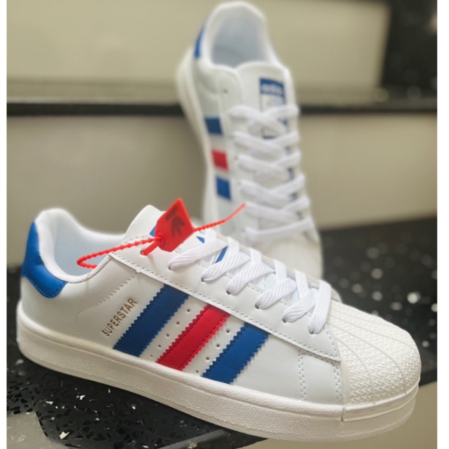 [Xả kho ] Giầy thể thao nam sneaker ADIDAS SUPERSTAR trắng vạch xanh đỏ 3 màu full box