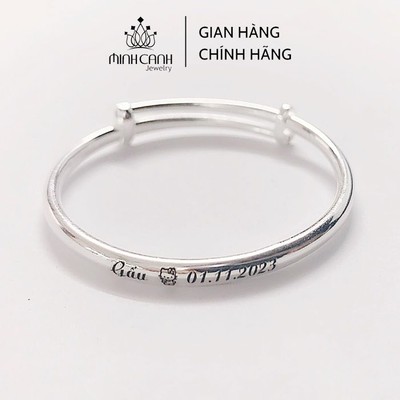 Vòng Bạc Tròn Trơn Cho Bé Miễn Phí Khắc Tên Theo Yêu Cầu - Minh Canh Jewelry