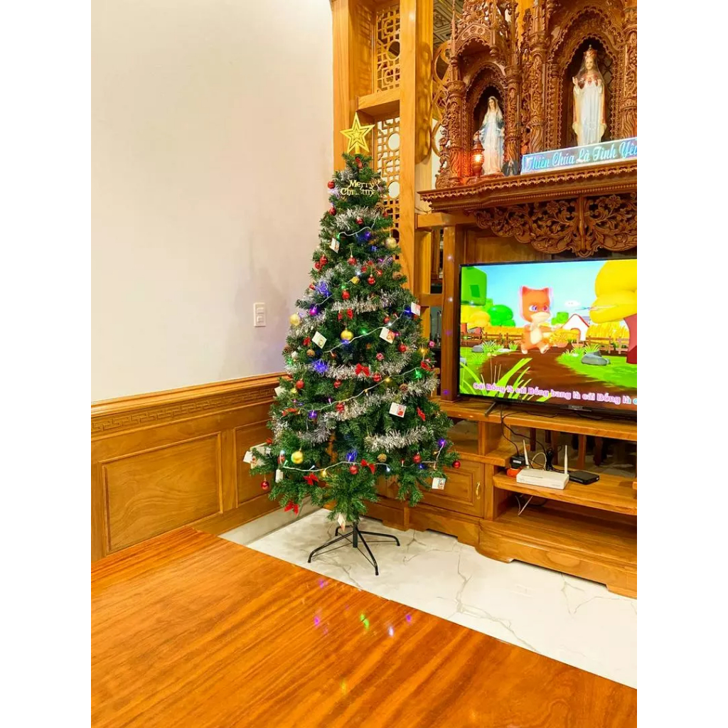 Cây thông Noel 2.1 mét tán siêu dày loại 1000 đầu cành+ Phụ kiện trang trí cây thông Giáng Sinh