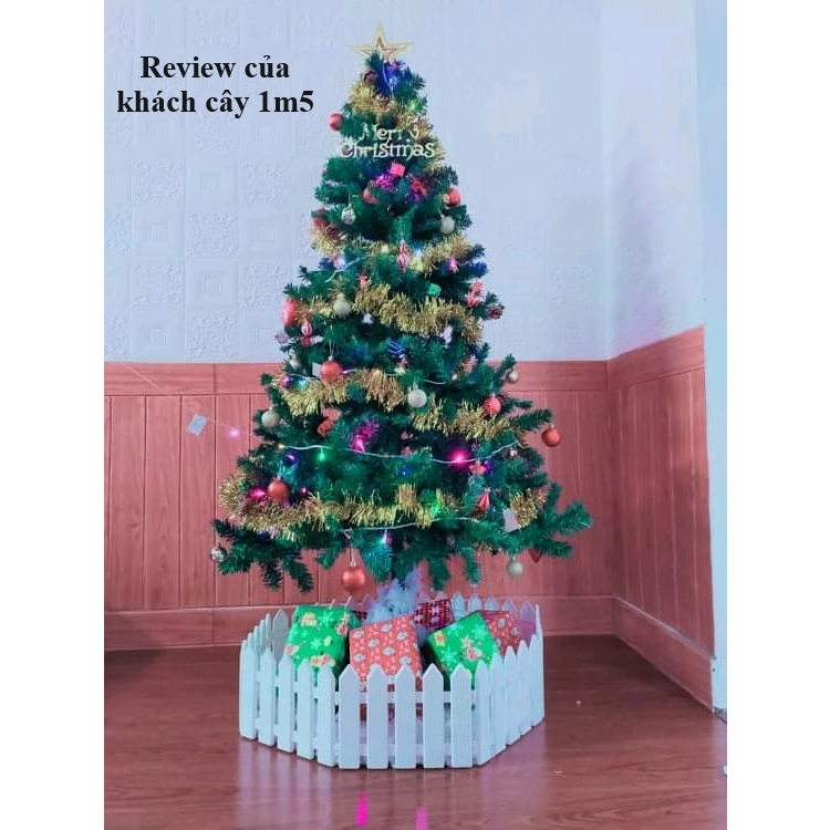 Cây thông Noel 1m5 chân sắt, tán dày 450 đầu cành, đường kính 85 cm, gần 4kg- Công nghệ Hàn Quốc