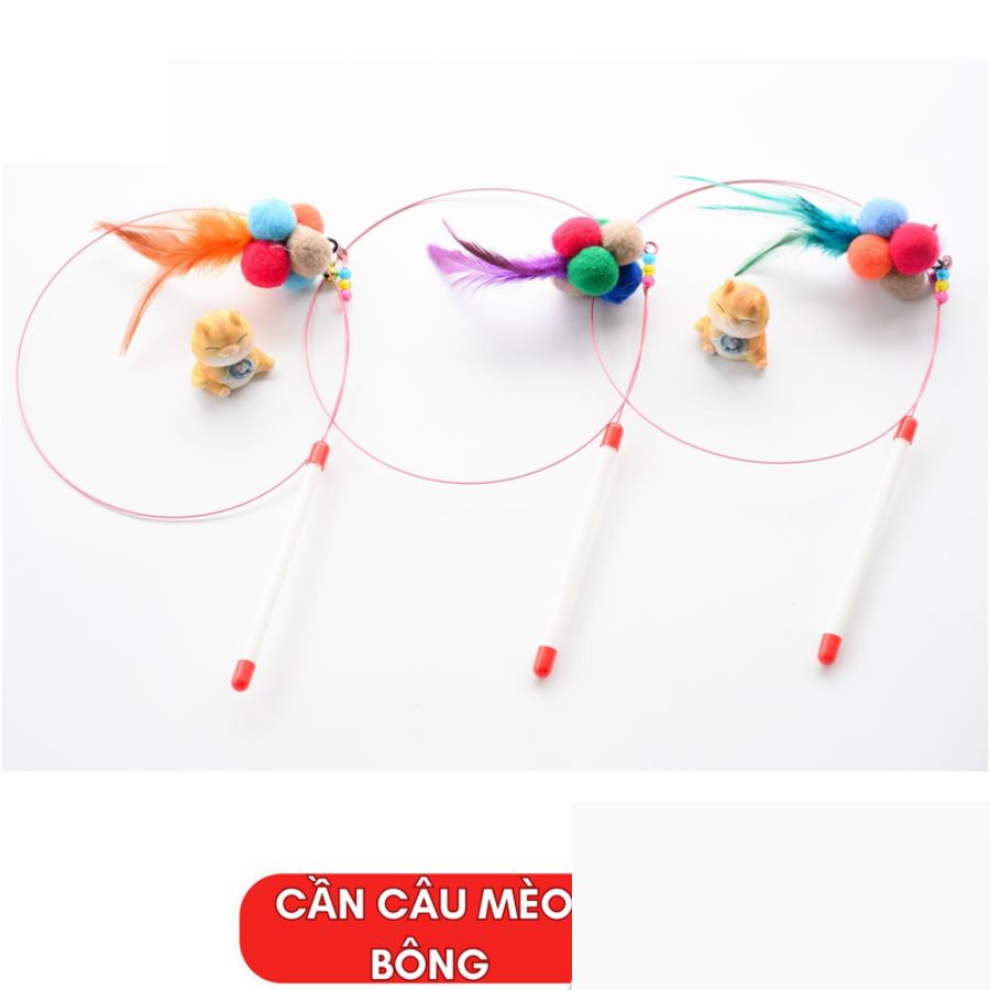 Đồ Chơi Cần Câu Mèo Gắn Lông Vũ - Kích Thích Mèo Chơi Đùa Vận Động | Muchinshop