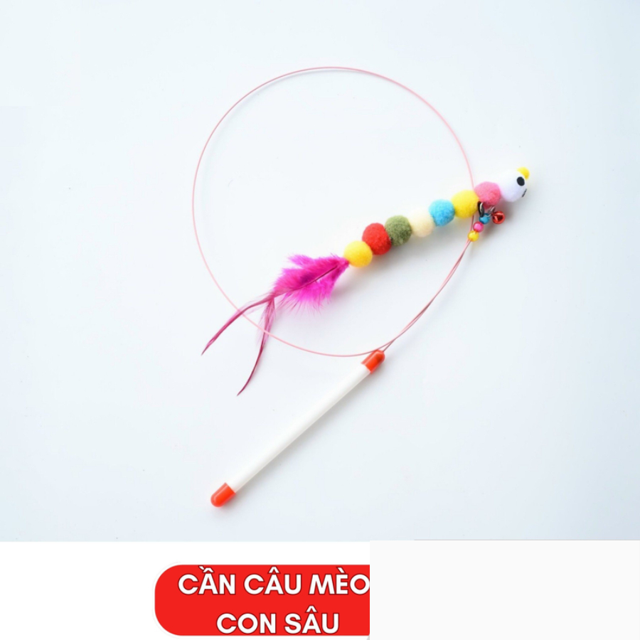 Đồ Chơi Cần Câu Mèo Gắn Lông Vũ - Kích Thích Mèo Chơi Đùa Vận Động | Muchinshop