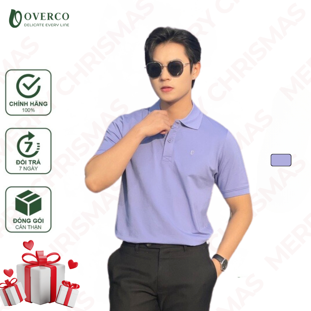 Áo Polo Nam BASIC OVERCO Cao Cấp Chất Vải Cotton USA Mềm Mịn Thoáng Mát Basic Màu Tím Nhạt