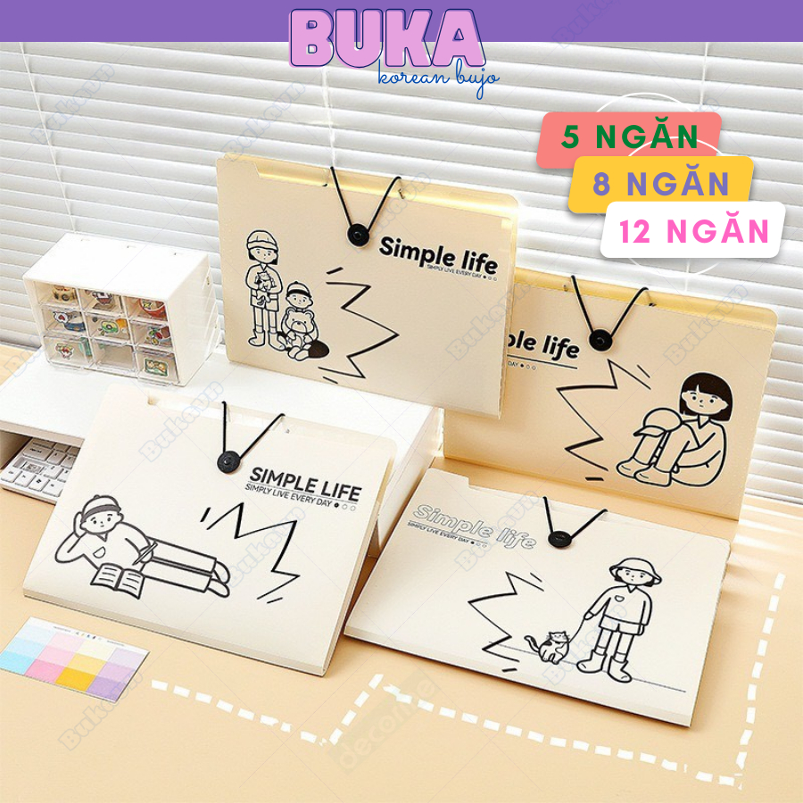 Túi Đựng Tài Liệu Moka 5/8/12 ngăn Khổ A4 Chống Thấm Nước Tiện Dụng Buka