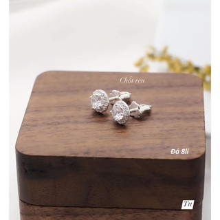 Bông tai bạc nụ tròn chốt ren chất liệu bằng bạc s925 MS657
